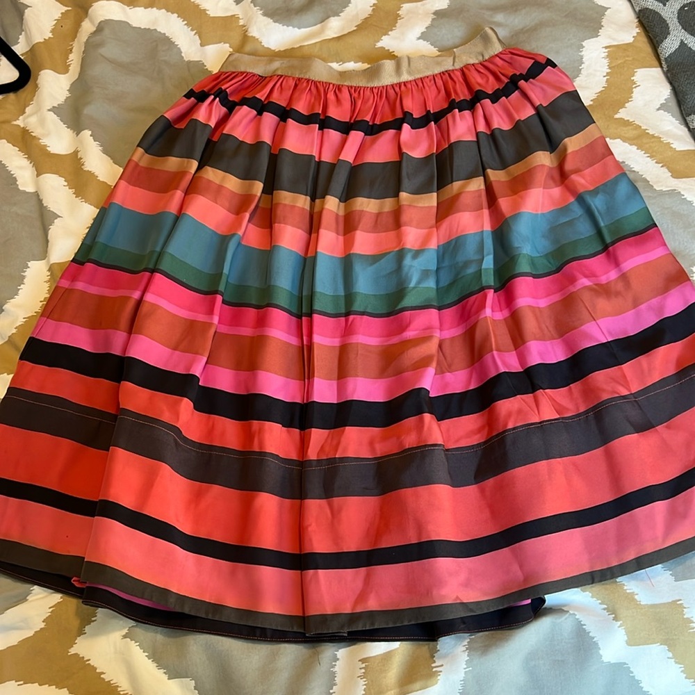 Corey Lynn Calter Pleated Silk Striped Skirt 6